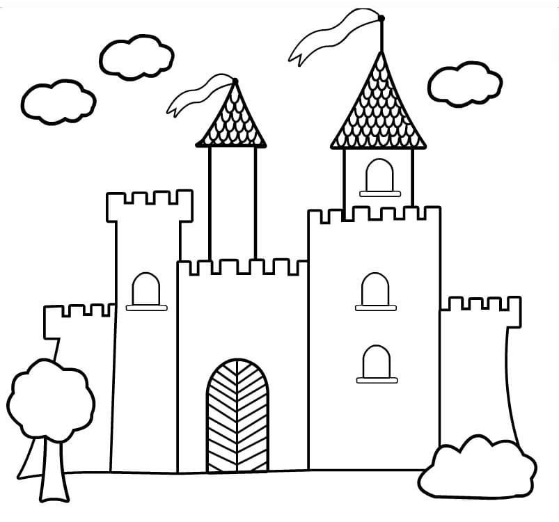 Castillo para colorear página para niños