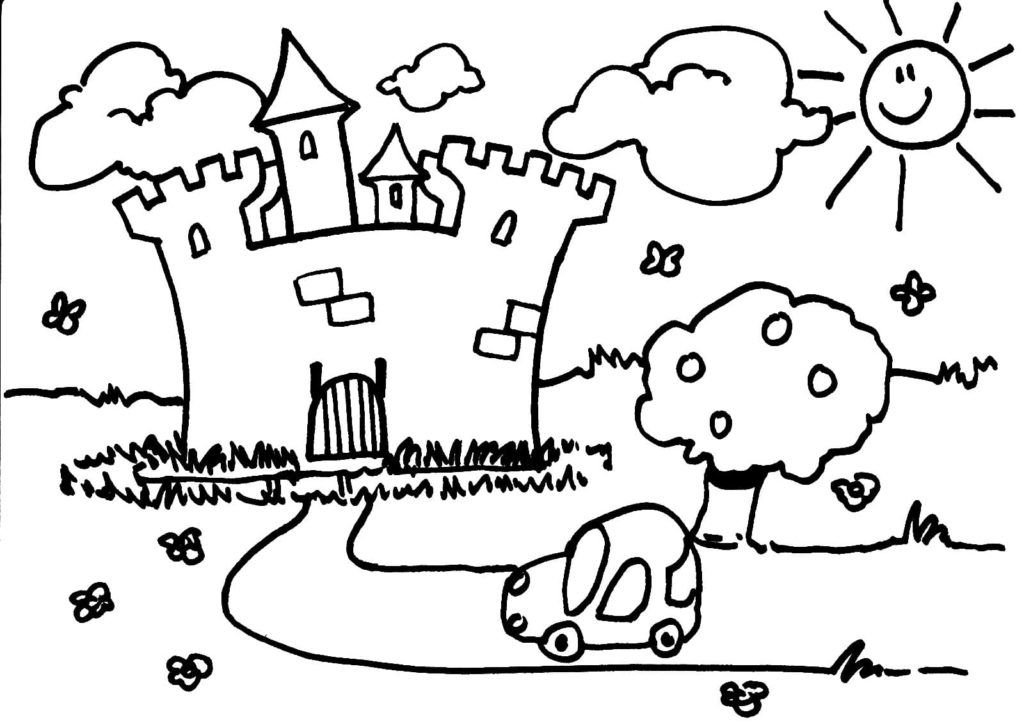 Dibujo de Castillo para niños pequeños para colorear