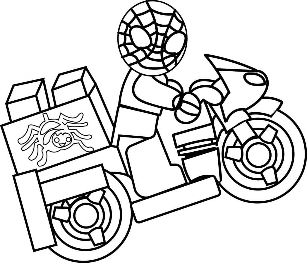 Lego Spiderman en moto