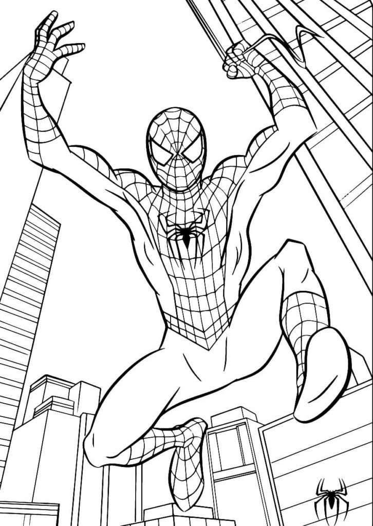 Spiderman vuela en la ciudad