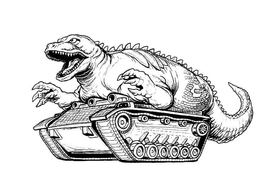Dinosaurio y tanque