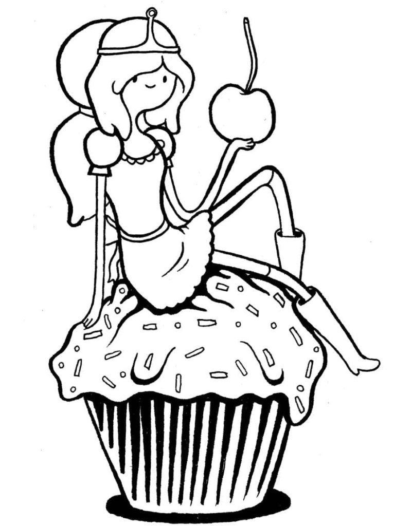 Princesa Bubblegum sentada sobre un pastel