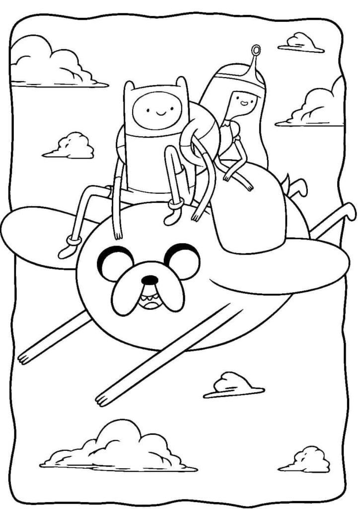 Finn, Princess Bubblegum y Jake volador