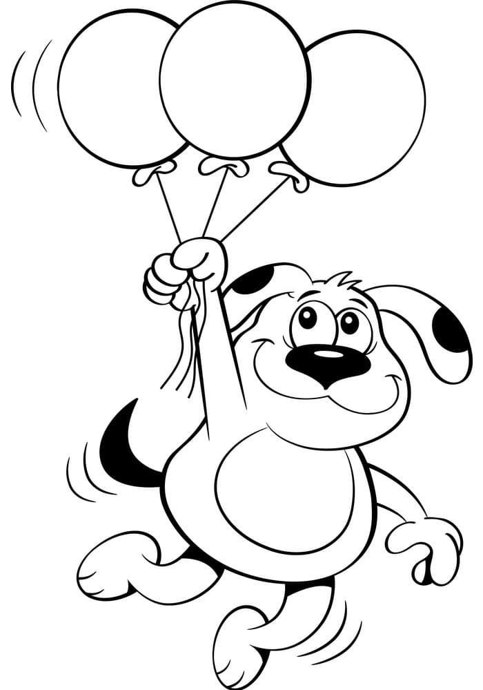 Cachorro volando en globos