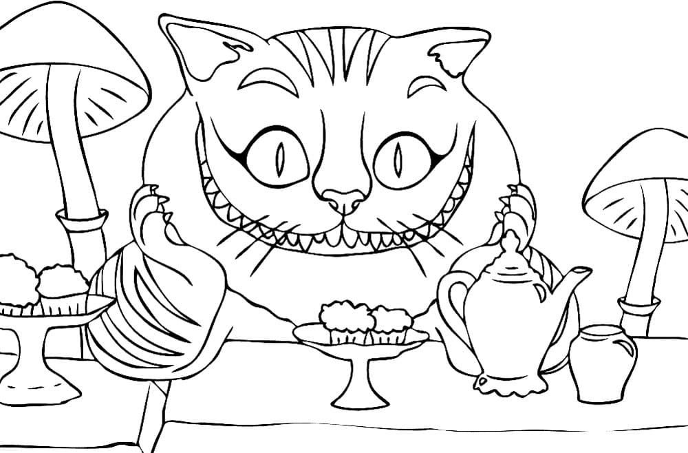 Gato de Cheshire en la mesa