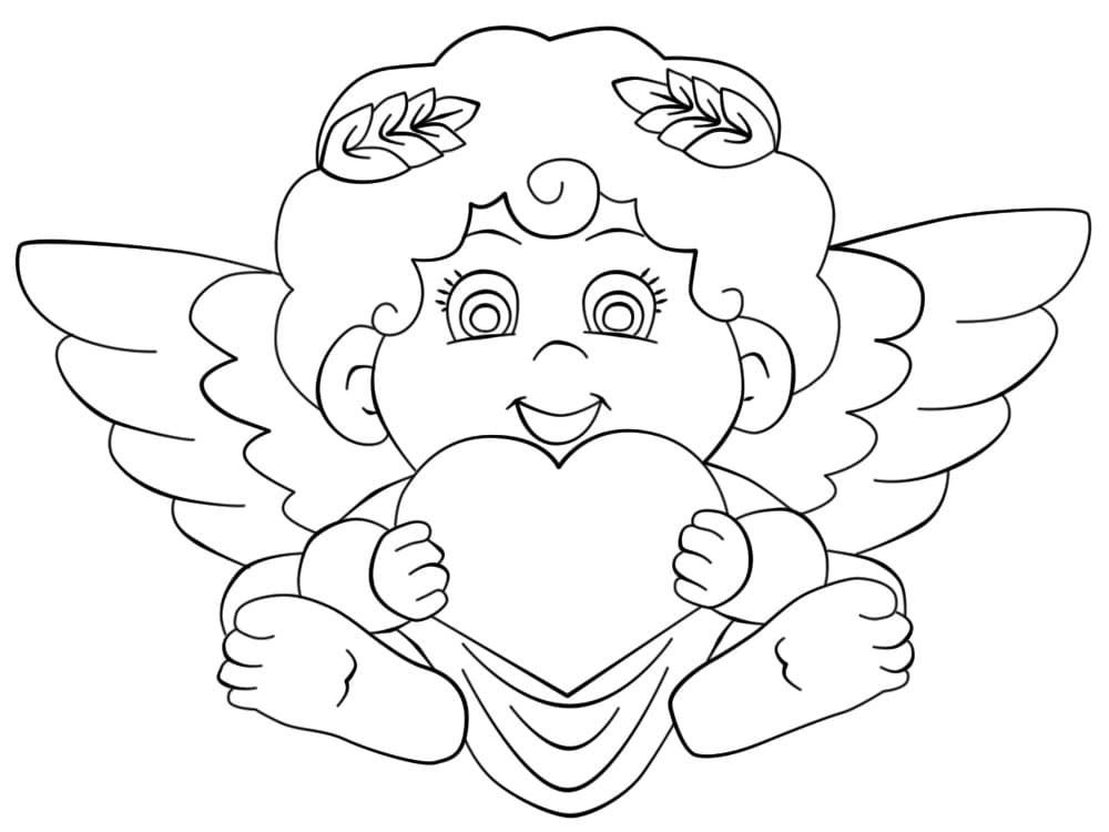 Bebé ángel sosteniendo un corazón
