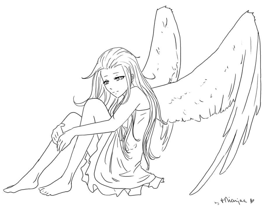 Chica anime con alas