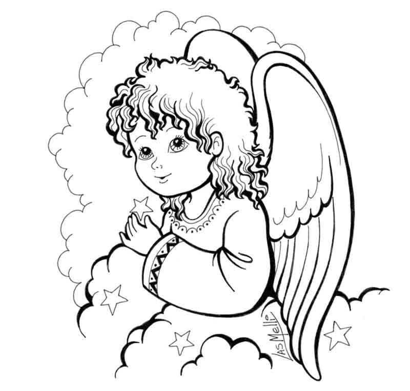 El angelito piensa en la luz divina
