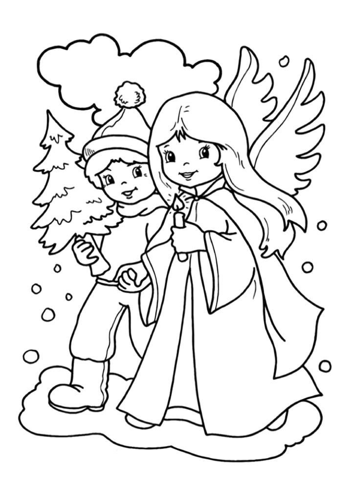 Ángel con un niño para Navidad