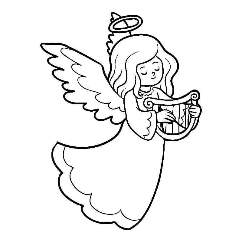 Un ángel tocando el arpa