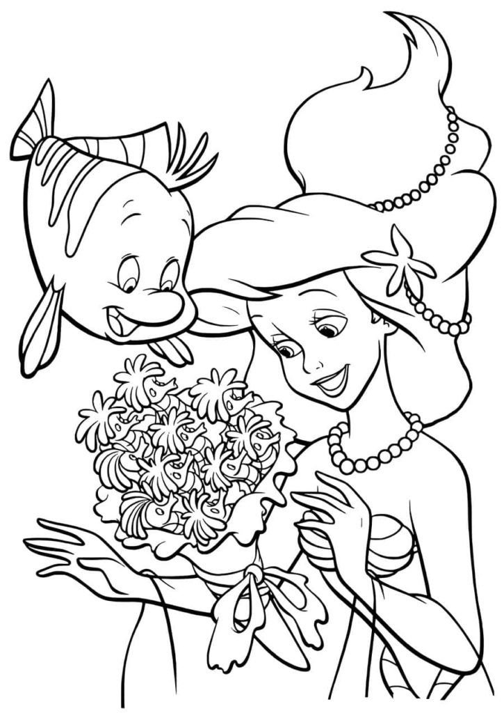 Ariel con un ramo de flores