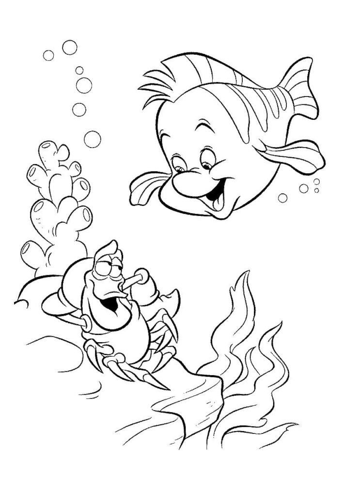 Flounder y Sebastian de la caricatura