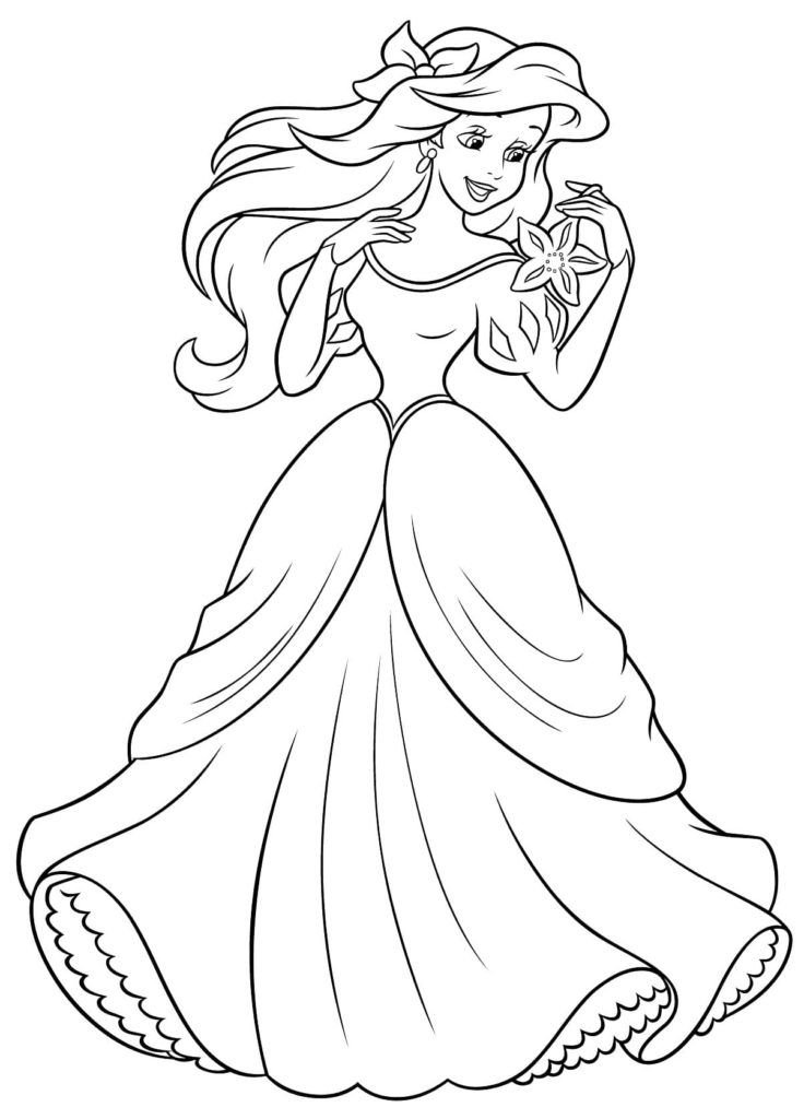 Ariel la sirenita con un vestido