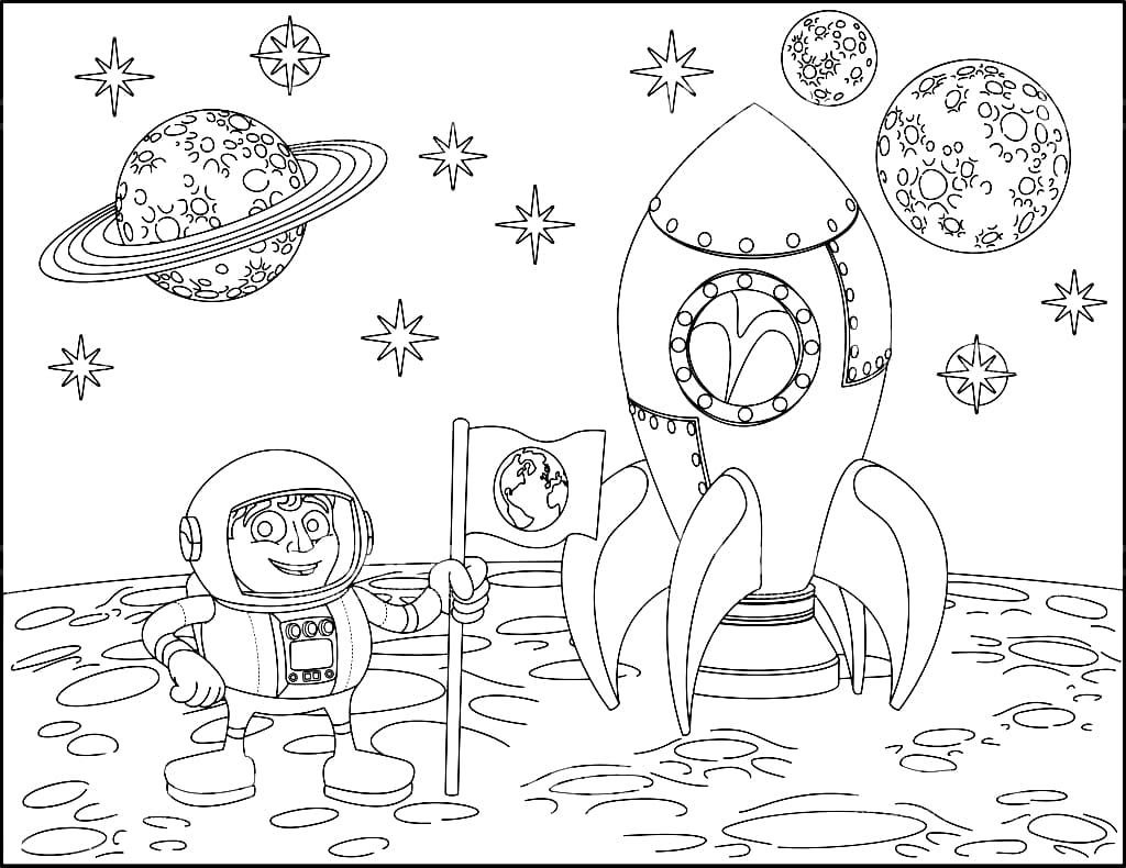 Astronauta y cohete