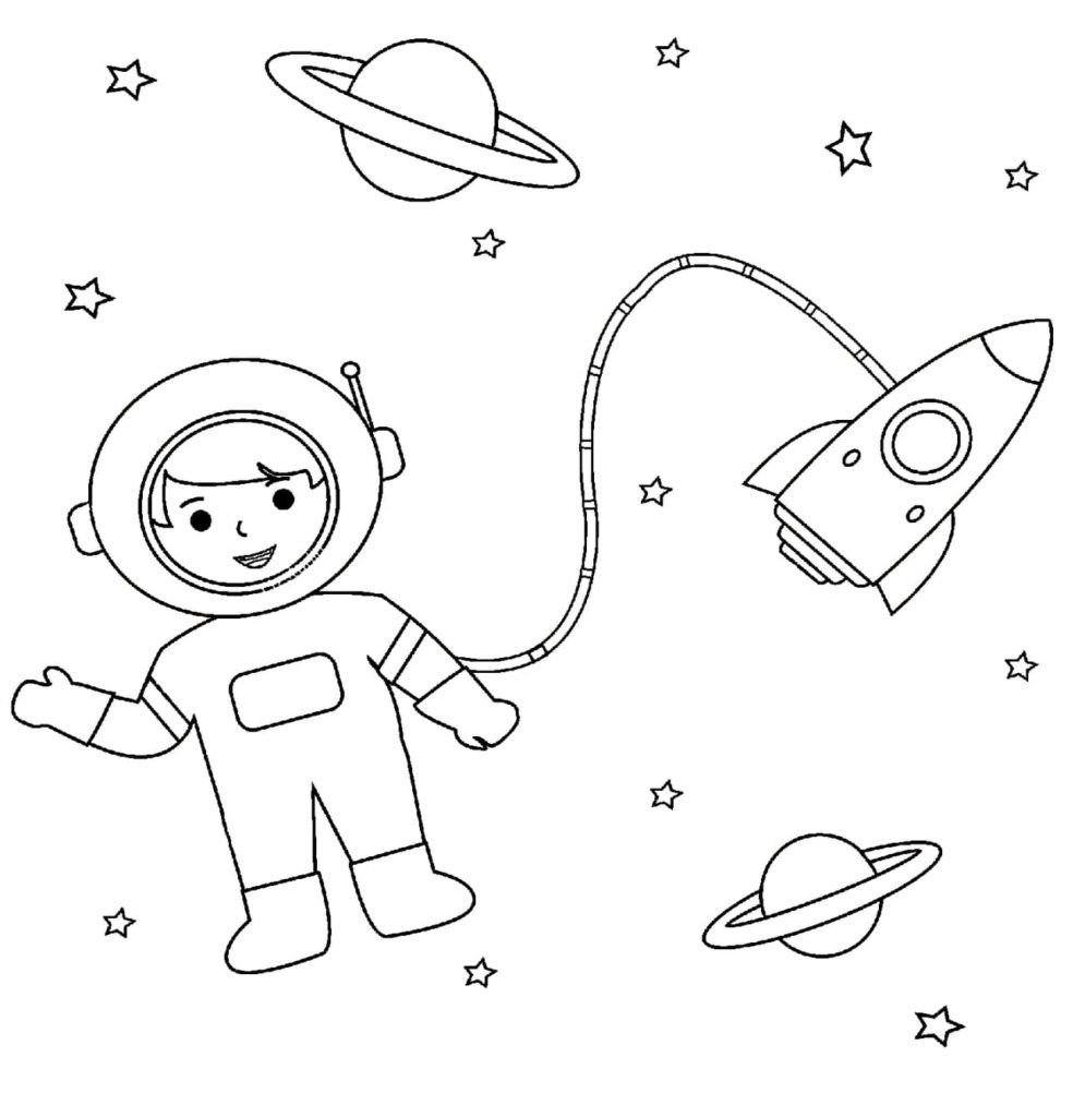 Astronauta y cohete