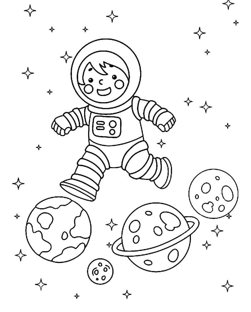 Astronauta y planetas