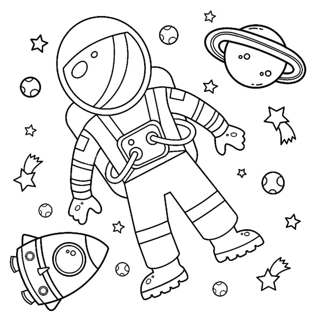 Astronauta, cohete, planeta