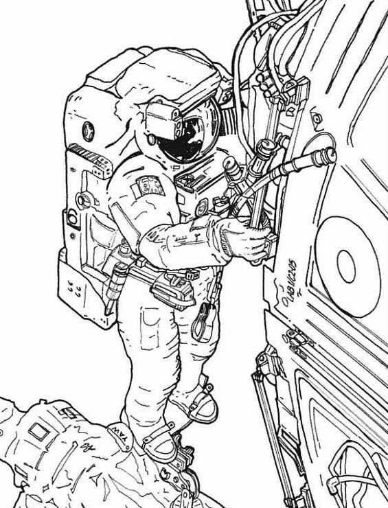 Astronauta y nave espacial