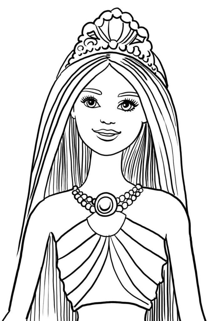 Barbie en una corona decorada con perlas