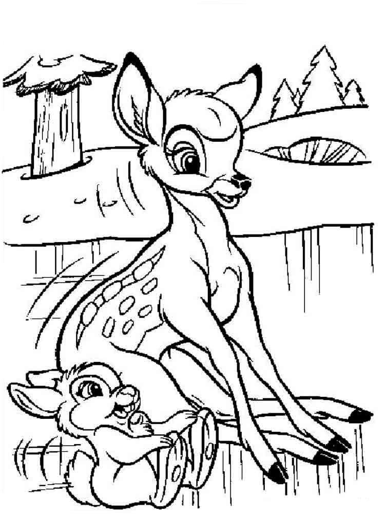 El pequeño Bambi y Stompotun patinan sobre el hielo.