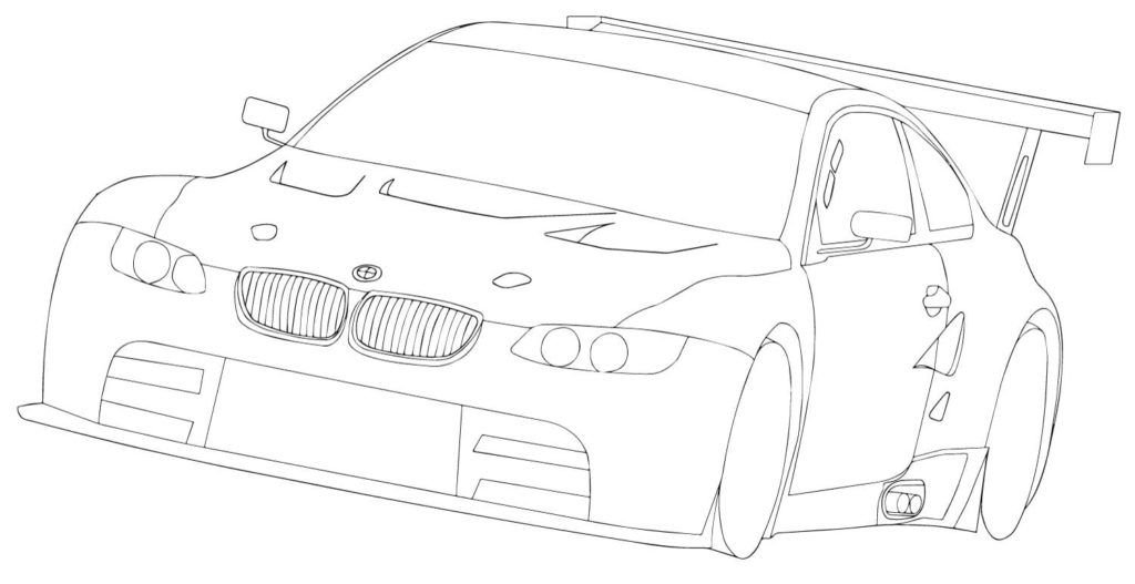 Dibujo de Coche de carreras BMW E92 M3 GTR para colorear