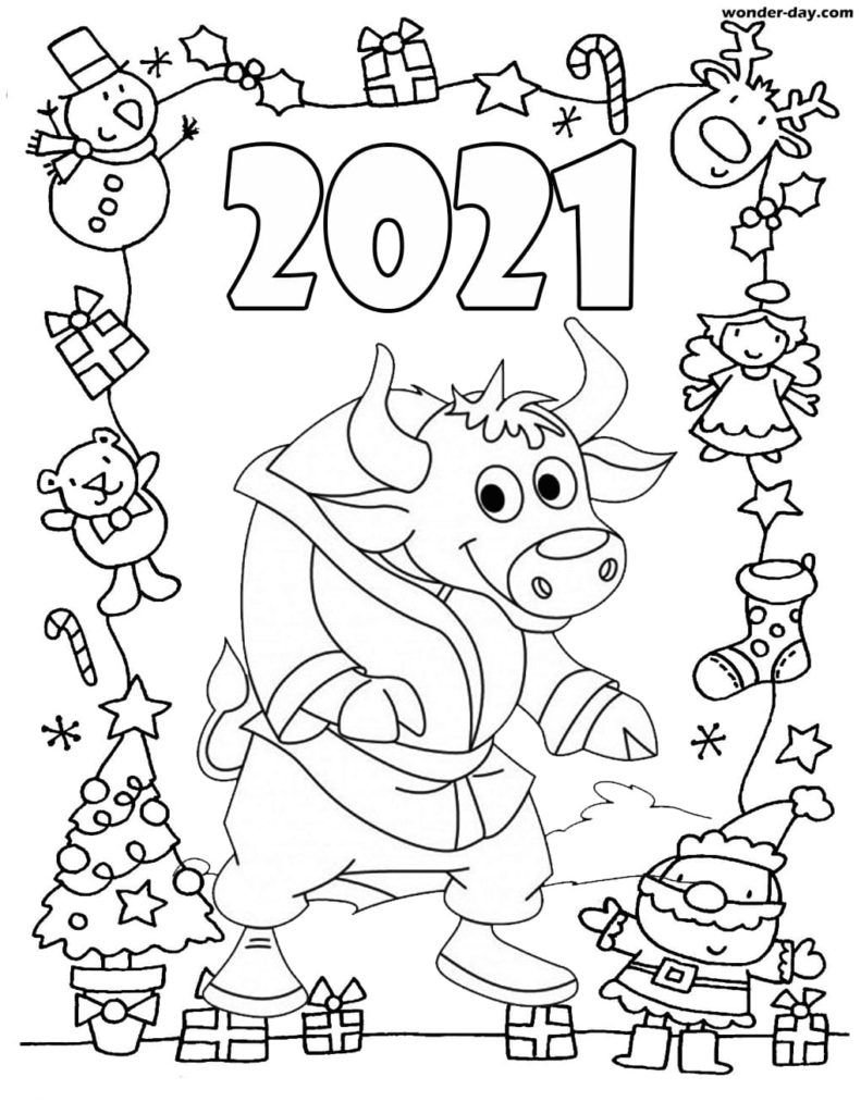 Libro de colorear para niños Toro 2021