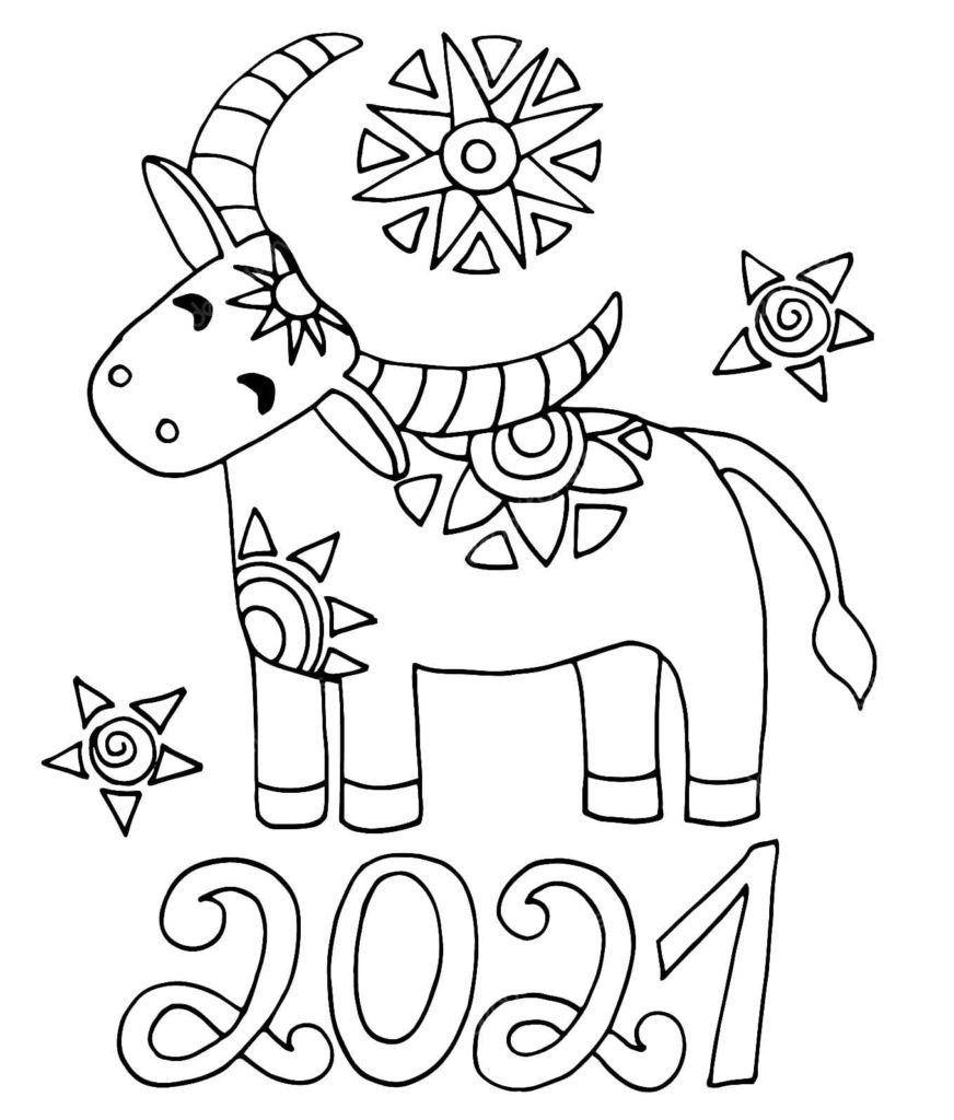 Dibujo de Toro de Año Nuevo para colorear 2021