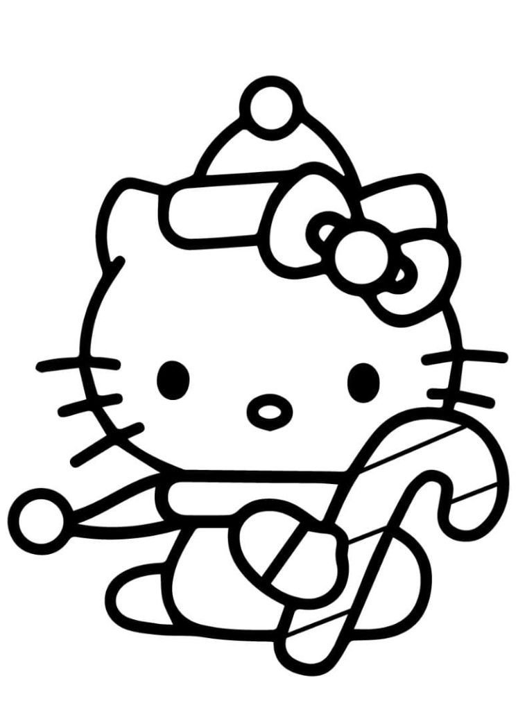 Gatito con bastón de caramelo