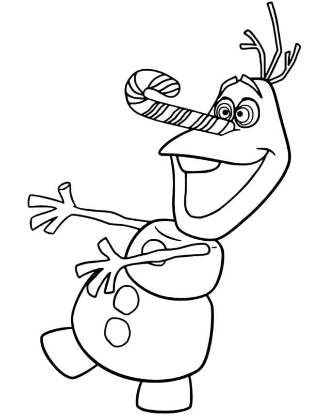 En lugar de zanahorias, Olaf tiene caramelos de caramelo