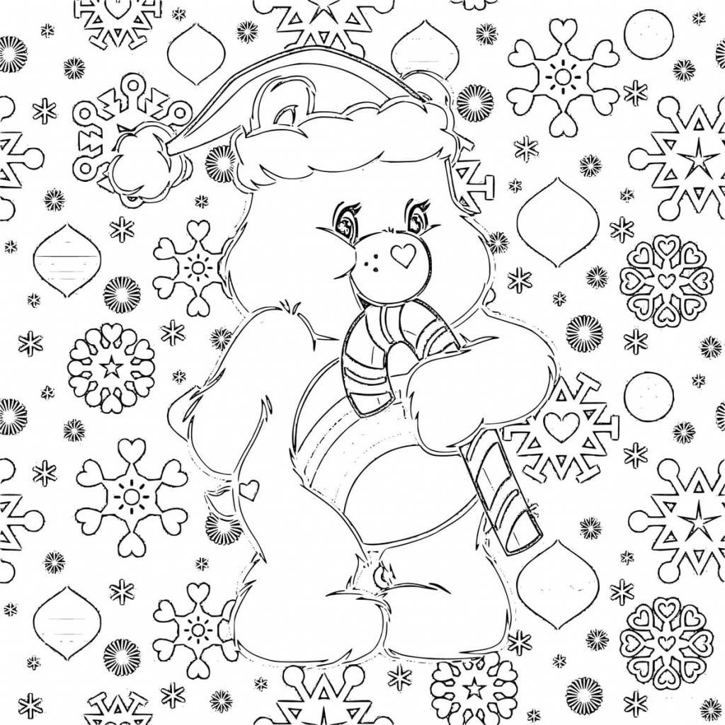 oso de navidad y copos de nieve