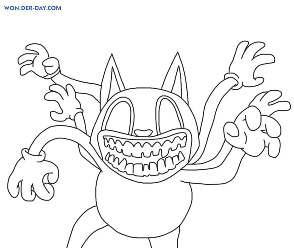 Cartoon Cat de miedo con seis brazos