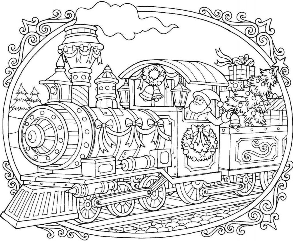 Santa Claus monta un tren de vapor