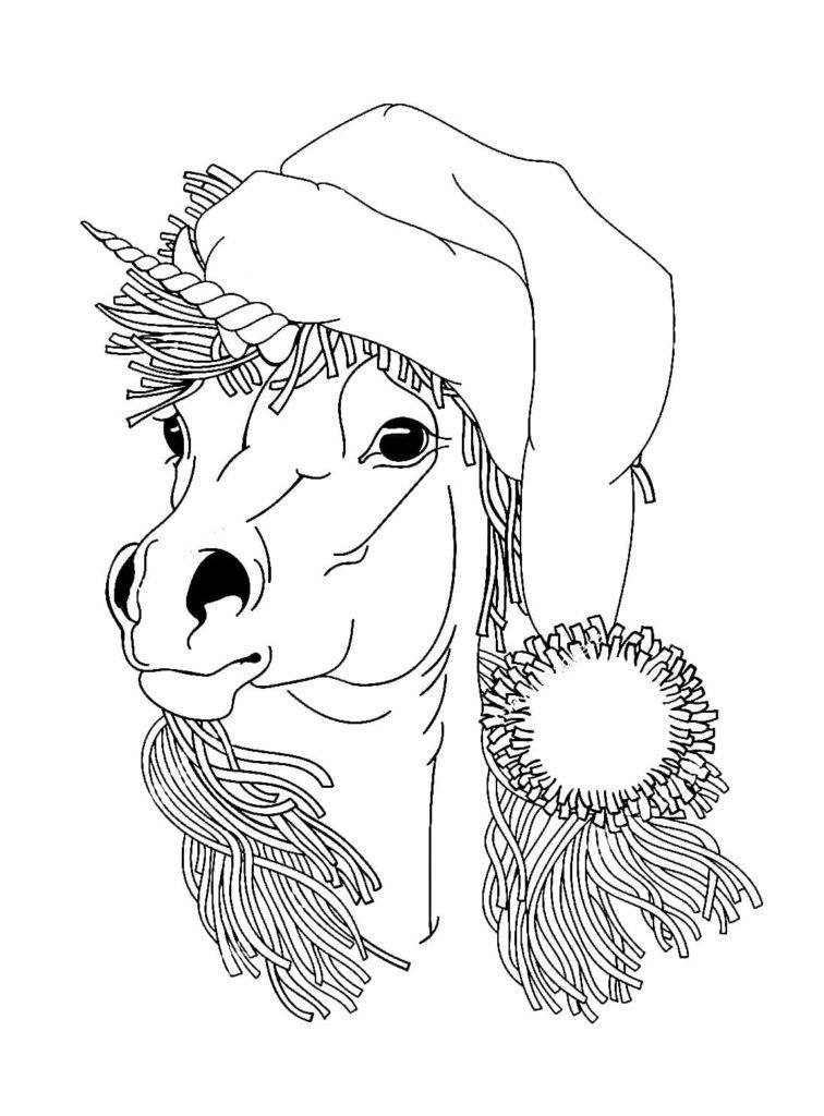 Unicornio con sombrero de Santa Claus