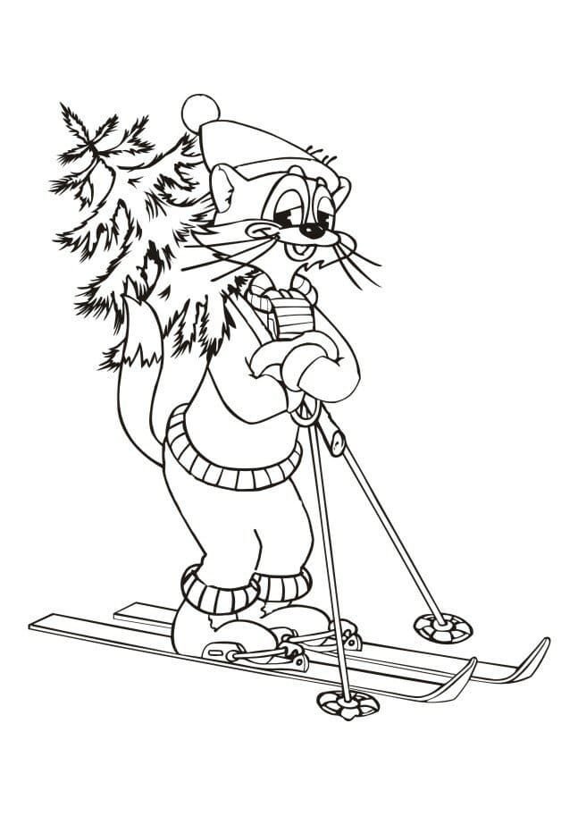 Leopold the Cat con esquís