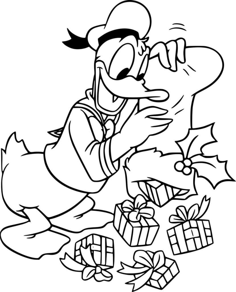 El pato Donald se regocija con los regalos