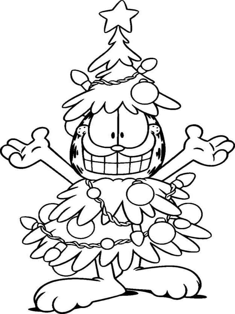 Garfield disfrazado de Ã¡rbol de Navidad