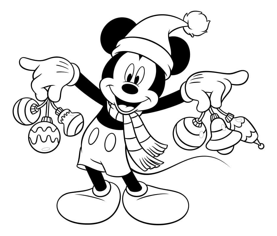 Mickey Mouse con adornos navideÃ±os