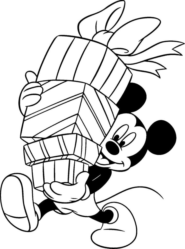 Mickey Mouse está invitado a la fiesta y lleva hermosas cajas.