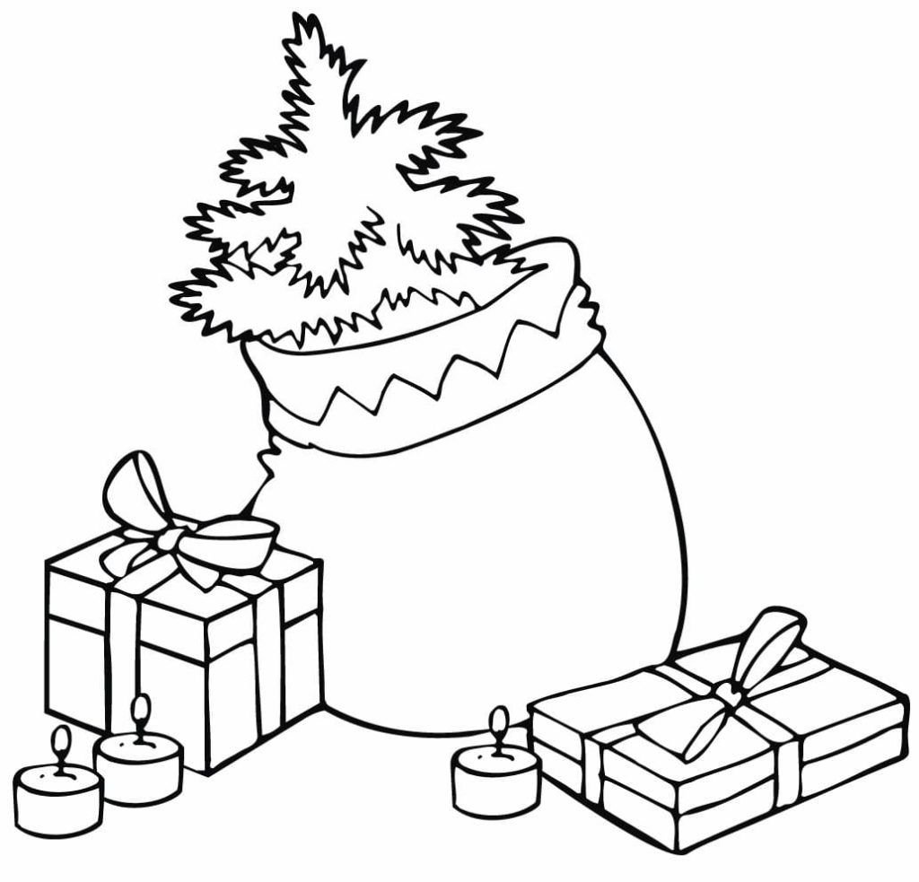 Bolsa con árbol de Navidad, velas de regalo
