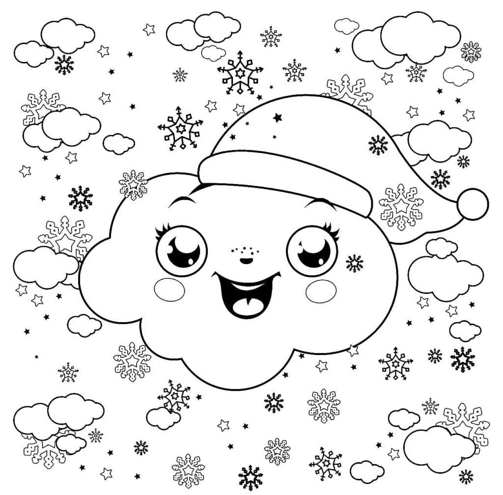 Nube de invierno con sombrero de Santa Claus