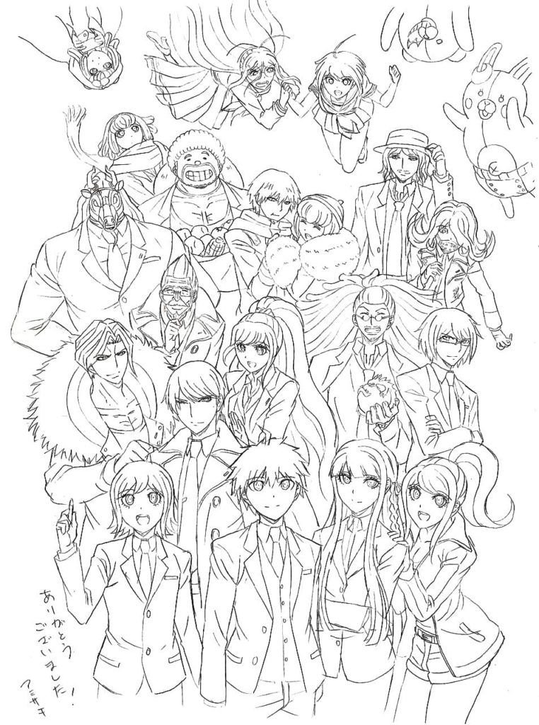 Muchos personajes del anime Danganronpa en una imagen