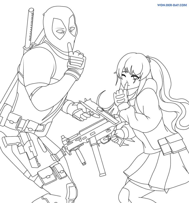 Deadpool y chica anime