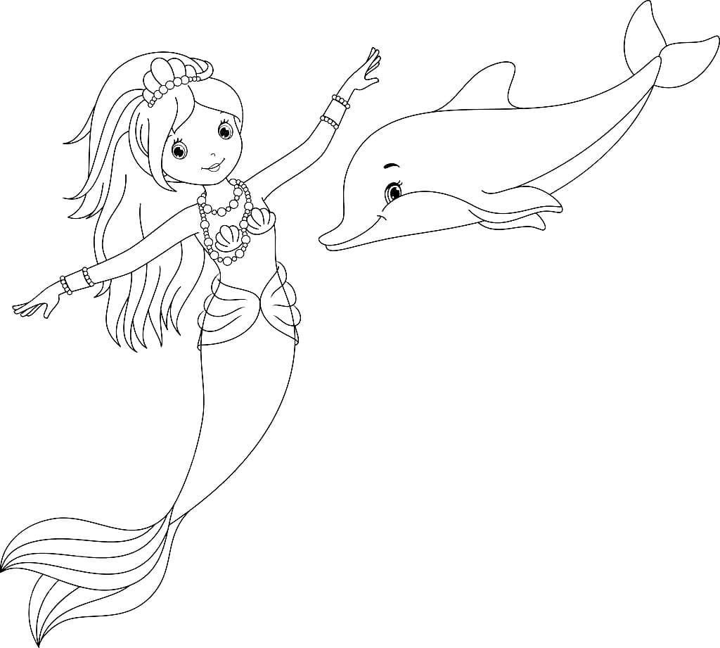 Sirena y pequeño delfín