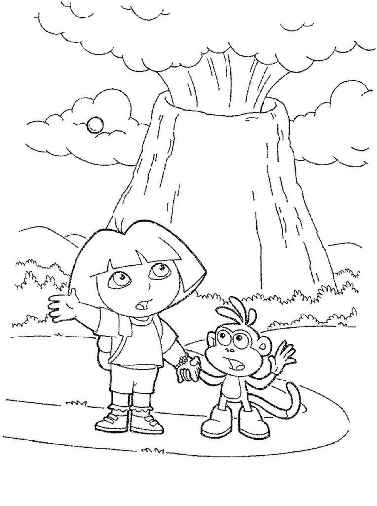 Dora y su mejor amiga cerca del volcán.