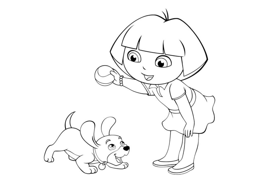 Dora juega con un cachorro