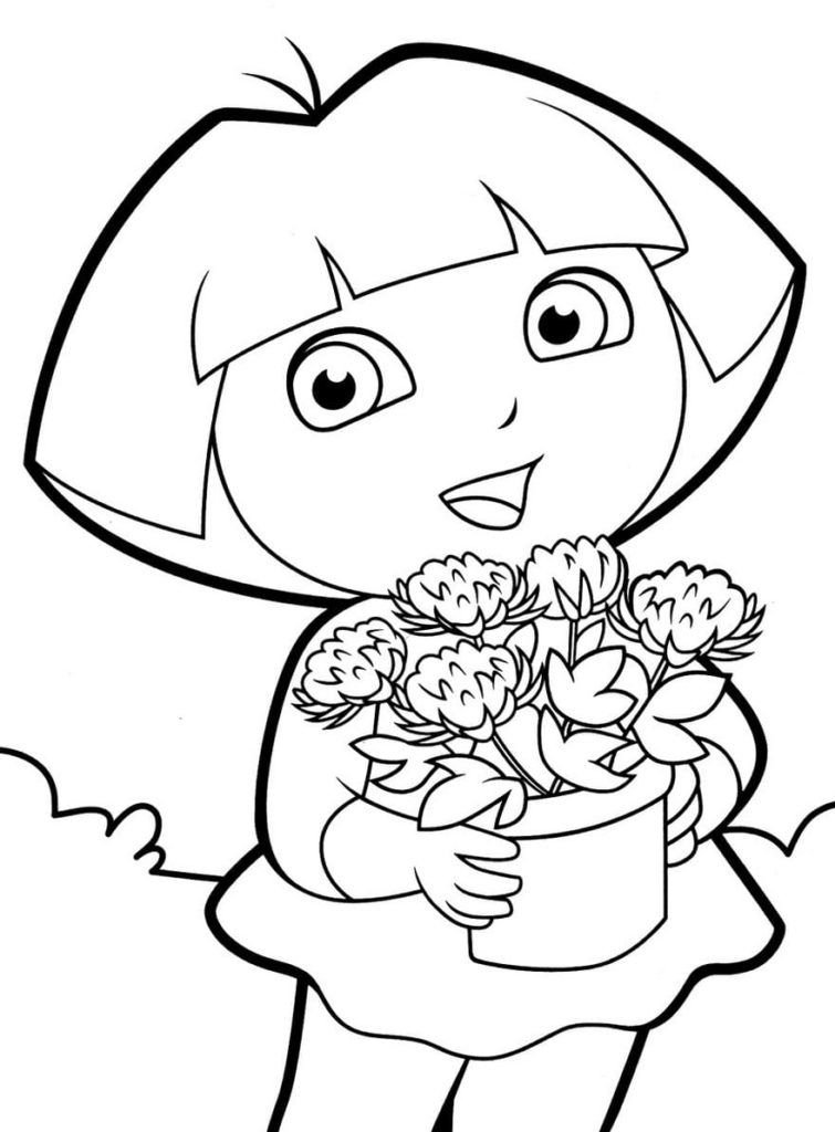 Dora con flores