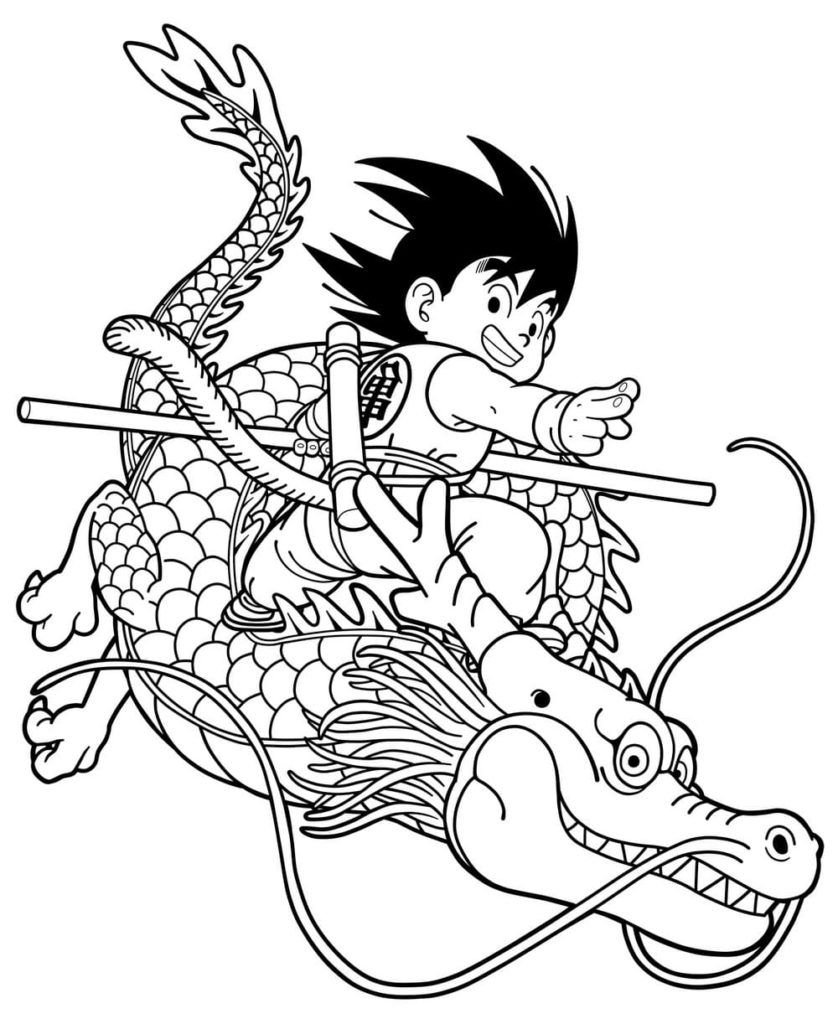 Goku Jr. en un dragón