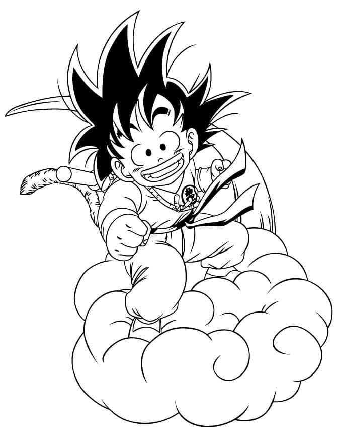 Pequeño Goku en una nube