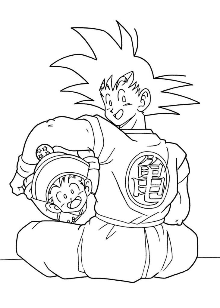 Goku cuidando niños