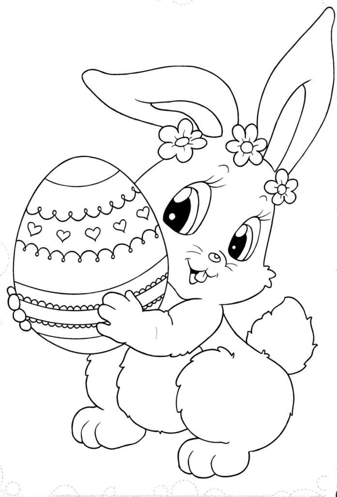 Conejita sosteniendo un huevo de Pascua